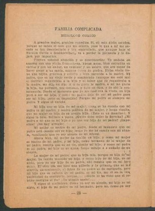 Familia complicada : Monólogo cómico