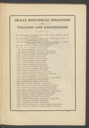 Great historical disasters by volcano and earthquake