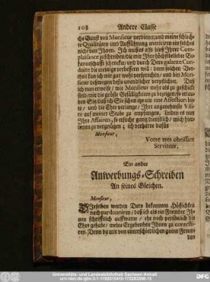 Ein ander Anwerbungs-Schreiben An seines Gleichen.