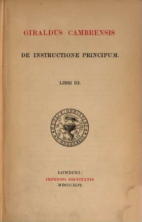 De instructione principum : Libri III