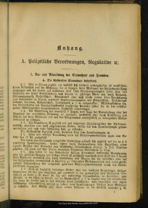 A. Polizeiliche Verordnungen, Regulative etc.