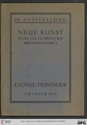 Nr. 48: Ausstellung: Lyonel Feininger : Oktober 1918