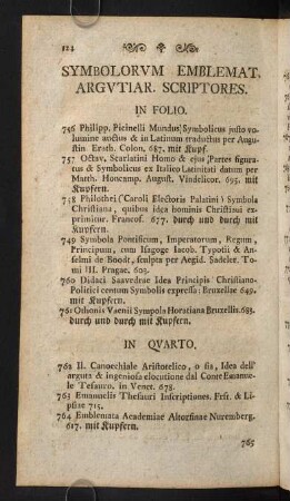 124-137, Symbolorum Emblemat. Argutiar. Scriptores - Literatura Exotica