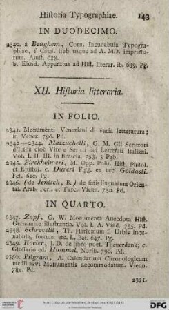 XII. Historia litteraria