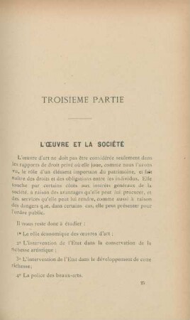 Troisieme partie. L'oeuvre et la sociéte