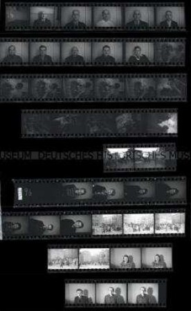 Schwarz-Weiß-Negative mit Passbildaufnahmen für Kennkarten, Trümmerfrauen, sowie Aufnahmen von Gronefelds Familie