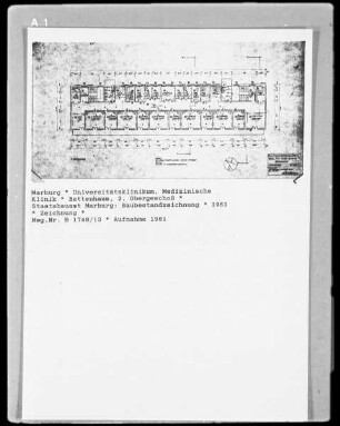 Marburg, Universitätsklinik, Medizinische Poliklinik, Bettenhaus, 2. Obergeschoss