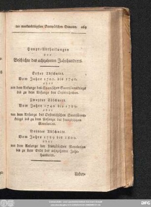 [Uebersicht der merkwürdigsten Begebenheiten des achtzehnten Jahrhunderts.]