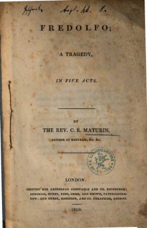 Fredolfo : a tragedy, in five acts