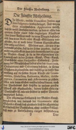 Die Fünffte Abtheilung.