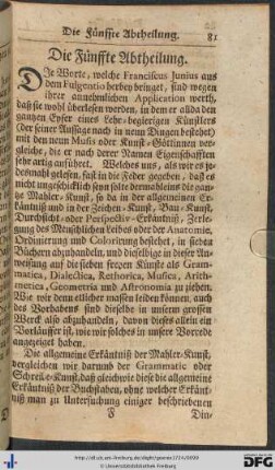 Die Fünffte Abtheilung.
