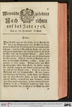 Den 20. des Heumonats. VI. Stück
