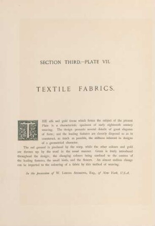 Plate VII. Textile fabrics