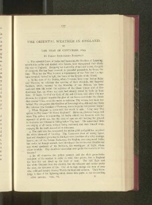 The Oriental Wather in England. In the Year of Centuries, 1893.