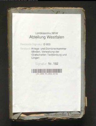 Revision und Verpachtung der Domänen in der Grafschaft Tecklenburg