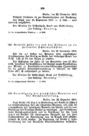 Vereidigung der Preußischen Beamten auf die Reichsverfassung : [A. Behörden und Beamte]