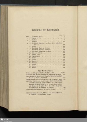 Verzeichnis der Farbtafeln