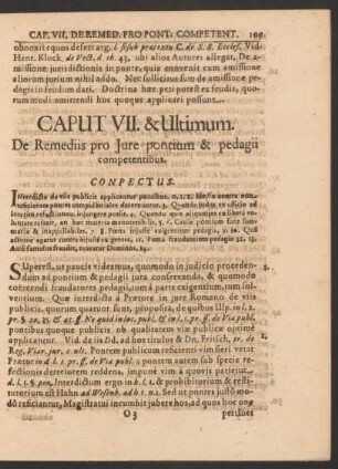 Caput VII. & Ultimum. De Remediis pro Iure pontium & pedagii competentibus.