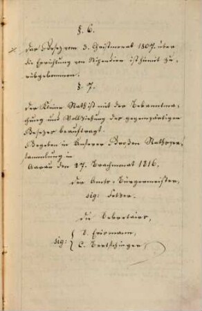 Verordnung des Bürgermeisters und Gr. Raths des K. Aargau vom 24. Dzbr. 1816, die Kantonal-Stipendien betr.