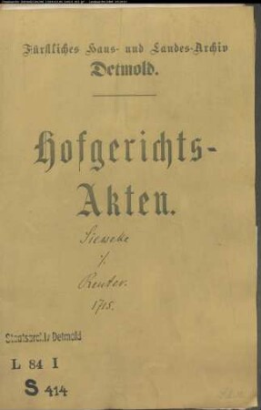 Sieweke, Joh. Kord in Lage gegen Reuter zu Ermgassen und Hüttenkord auf der Osterheide - Schuldforderung