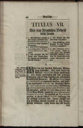 Titulus VII. Von dem Förmlichen Beweiß durch Zeugen.