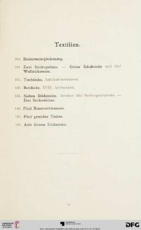 Textilien (Nr. 183-190)