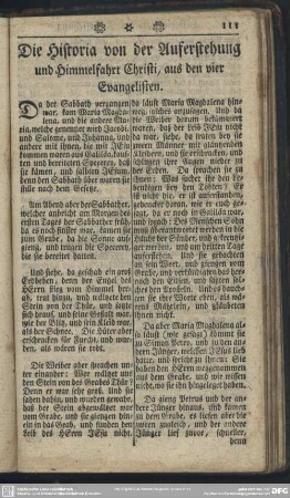 Die Historia von der Auferstehung und Himmelfahrt Christi, aus den vier Evangelisten