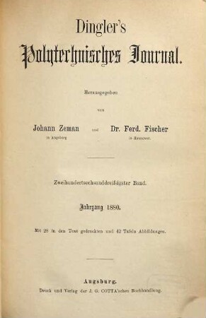 Dingler's polytechnisches Journal. 236. 1880 = 5. Reihe Bd. 36