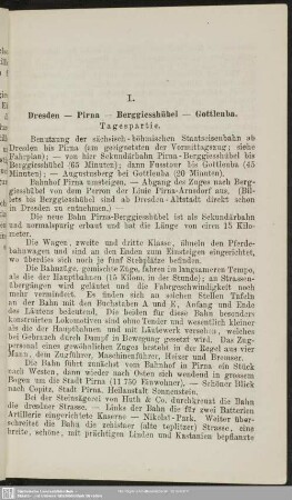 I. Dresden - Pirna - Berggiesshübel - Gottleuba, Tagespartie