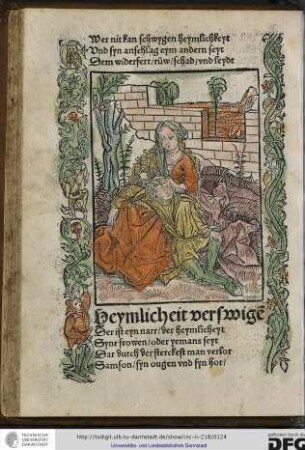 Der ist eyn narr, der heymlicheyt synr frowen, oder yemans seyt...
