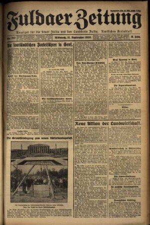 Ausgabe vom Mittwoch, den 11. September 1929.
