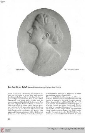 55: Das Porträt als Relief : zu den Bildnisplaketten von Professor Josef Limburg