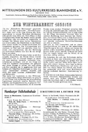 Zur Winterarbeit 1958/59