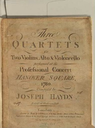 Three quartets for two violins, alto & violoncello : op. 57