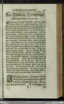 Am Sonntag Quinquages. Evangel. Luc. 18. v. 31-43.