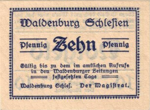 Notgeld der Stadt Waldenburg in Schlesien