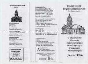 Veranstaltungsplan des Französischen Doms in Berlin für Januar 1996