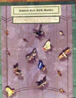 WHW-Abzeichen, Schmetterlinge, 6. Reichsstraßensammlung vom März 1940, durchgeführt von der DAF, und andere Sammlung
