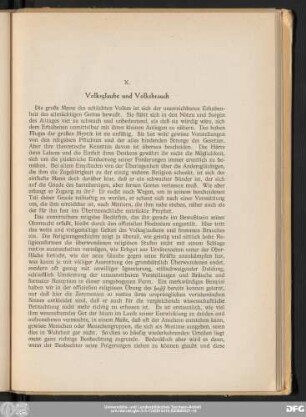 X. Volksglaube und Volksbrauch