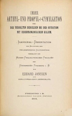 Ueber Aethyl- und Propyl-P-Cymylketon und das Verhalten derselben bei der Oxydation mit Uebermangansaurem Kalium