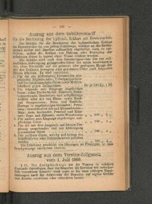 Auszug aus dem Vereins-Zollgesetz vom 1. Juli 1869.