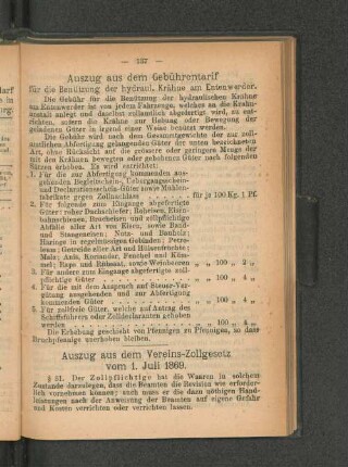 Auszug aus dem Vereins-Zollgesetz vom 1. Juli 1869.