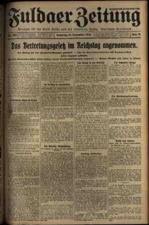 Ausgabe vom Samstag, den 10. Dezember 1932.