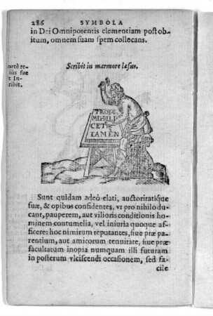 Scribit in marmore laesus.