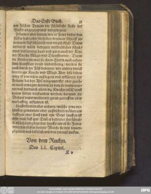 Von dem Rucken. Das LI. Capitel.