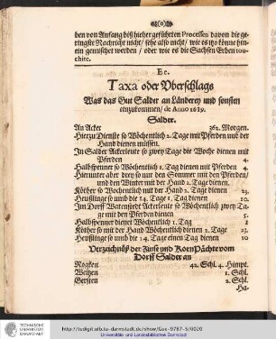 Taxa oder Uberschlags