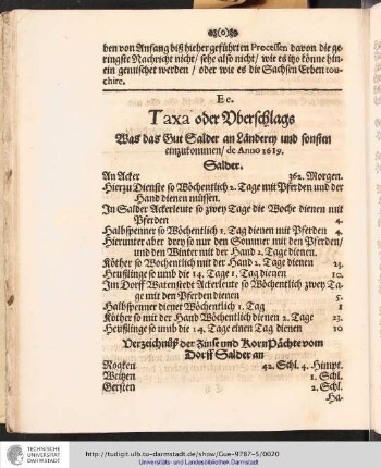 Taxa oder Uberschlags