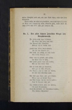 No. 1. Des alten lahmen Invaliden Görgel sein Neujahrswunsch.
