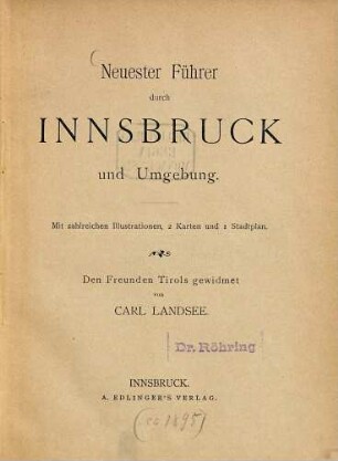 Neuester Führer durch Innsbruck und Umgebung