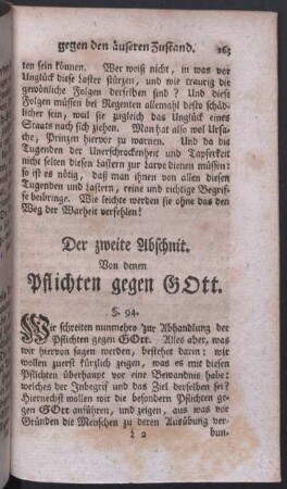 Der zweite Abschnit. Von denen Pflichten gegen Gott.